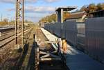 Abstellgleis mit Prellbock und die Tankstelle am 14.10.2025 in Gnzburg.