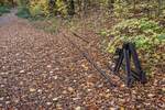 Prellbock am Streckenende der Parkeisenbahn Gera am 31.10.2025 au�erhalb des Tierparks.