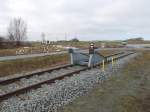 Der Prellbock am Streckenende von der Ladestelle Vierow(bei Greifswald)am 09.Februar 2015.