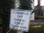 Altes Grenzschild des britschen Anschlussgleises in Mönchengladbach Rheindahlen.