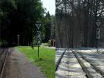 Lnitzgrundbahn, Haltepunkt Friedewald Bad , links am 09.07.2012 gegen  14:42 Uhr aufgenommen, rechts  am 26.01.2013 gegen 13:18 Uhr aufgenommen.