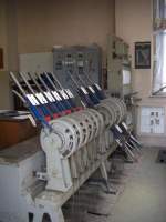 Hebelbank des Stellwerks Ransbach-Baumbach im Bahnhof Ransbach-Baumbach  am 31.05.09 Erffnung Brexbachtalbahn