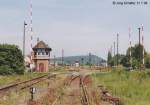 Blick nach Osten auf den Bahnhof Vacha am 31.7.98: 15 Monate nach Bild 644135 war der Bahnhof leergerumt.