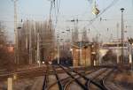 4.3.2013 zwischen Berlin Lichtenberg, Ostkreuz und Frankfurter Allee, Stw Gab - Gabelung. Aus EC 171 aufgenommen.