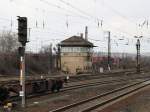 10.3.2013 Dresden - Friedrichstadt. Hl Hauptsignal mit Ks Mastschild nebst Stw W5 und 6 