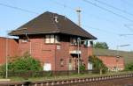 Das Stellwerk  Baf  in Bardowick am 09.05.2008 (Auerbetriebnahme im Rahmen des dreigleisigen Ausbaus Lneburg–Stelle im Dezember 2012, Abriss im Juli 2013)