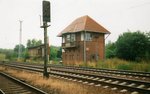 Stellwerk in Gransee an der Südausfahrt im Juli 1999.