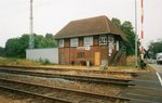 Heute sucht man in Gransee vergeblich nach dem Stellwerk B1,denn es existiert nicht mehr.Im Juli 1999 fotografierte ich das Stellwerk noch.