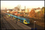 Westfalenbahn ET 009 hält auf dem Weg nach Osnabrück am 25.11.2016 im Bahnhof Hasbergen.