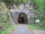 Neben zahlreichen,erhalten gebliebenden Eisenbahnbrücken ist auch der Hunsrücktunnel erhalten geblieben durch den der Mommelsteinweg hindurch führt.Aufnahme das Nordportal bei