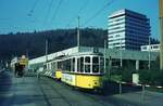 SSB Stuttgart_Straßenbahn-Betriebshöfe__(Vh 9) Vogelrain/Heslach.__DoT4 923+Bw 1604 auf Linie 10 rückt nach dem morgendlichen Stoßverkehr rückwärts ins Depot ein.