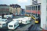 SSB Stuttgart_Straßenbahn-Betriebshöfe__Ostheim (Vh4)__So sah der Blick über das Freigelände einige Jahre später aus: Camping-Hänger statt Straßenbahnen.