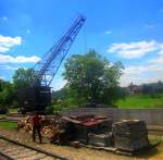 Portaldrehkohlekran aus dem Jahr 1934, auf der Wutachttalbahn im Bw Ftzen; 23.06.2010