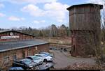 Blick auf den Zugang zum Eisenbahnmuseum Leipzig-Plagwitz mit Wasserturm an der Bahnstrecke Leipzig–Probstzella (KBS 550) und Leipzig-Plagwitz–Markkleeberg-Gaschwitz (KBS 501.2). Aufgenommen während der 21. Leipziger Eisenbahntage. [24.3.2018 | 12:17 Uhr]