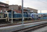 Am alten Wasserkran im Bw Gotha standen am 14.12.2025 die Railsystems RP 295 089-7 + 295 067-3 und die 248 002.