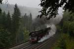 01 509 und Pacific 01 202 befinden sich am 21.09.2014 bei Kilometer 80 an der Schiefen Ebene.