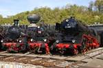 97 502, BLE 146 und 01 008 im Eisenbahnmuseum Bochum Dahlhausen, April 2017.