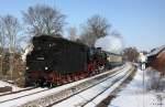 DB 01 1066 der Ulmer Eisenbahnfreunde mit Leerzug UEF nach Plauen, KBS 510 Dresden - Hof, fotografiert in Jocketa am 11.02.2012 --> der Zug wurde nicht wie erwartet im Dreiecksbahnhof Herlasgrn