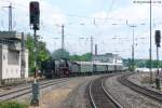 01 066 fuhr am 5.7.09 mit ihrem Dampf-Sonderzug aus Gunzenhausen in Ansbach ein.