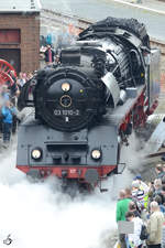 Die Dampflokomotive 03 1010-2 auf dem Gelände des Eisenbahnmuseums in Dresden.