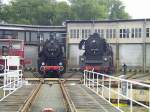 529900 und 351113 bei der Fahrzeugausstellung am 28.08.2004 in Lutherstadt Wittenberg.