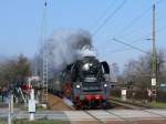 Fans mit und ohne Fotoausrstung begrten die Cottbuser 35 1019 die als 23 1019 den LDC-Sonderzug zum Dampflokfest brachte; Dresden-Stetzsch, 21.03.2009
