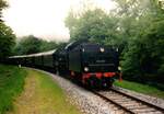 38 2267 mit Sonderzug von Nordhorn kurz vor Bad Bentheim. Anlass war das Jubiläum 100 Jahre Bentheimer Eisenbahn, 1995