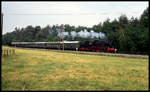 Am 8.6.1992 war 381772 mit einem Sonderzug auf der Tecklenburger Nordbahn unterwegs. Hier ist sie um 10.00 Uhr in Lotte-Halen in Richtung Osnabrück zu sehen.