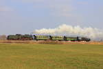 38 3199 mit Dampfsonderzug am 15.03.2015 zwischen Wackershofen und Gailenkirchen.