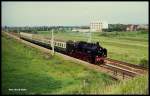 Auf dem Weg nach Sangerhausen kam 381182 am 22.6.1991 um 10.07 Uhr mit einem Sonderzug durch Görsbach.