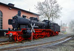 Die Preußische P8 Personenzug-Dampflokomotive 38 2383, ex DB 038 382-8, ex DRB 38 2383, ex KPEV P 8 2535 Elberfeld, am 26.03.2016 im Deutschen Dampflokomotiv-Museum DDM in Neuenmarkt-Wirsberg.