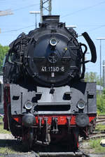 Die 1939 bei Schichau gebaute Dampflokomotive 41 1150-6 war Anfang Juni 2019 im Bayerischen Eisenbahnmuseum Nördlingen zu sehen.