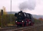 DR 41 1144-9 whrend Fhrerstandsmitfahrten beim 2. Dampflokfest im Bahnhof Karsdorf; 21.10.2007