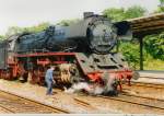 41 1150-6 in Bad Salzungen  vor einer Probefahrt nach Meiningen, um 1986