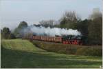 Beim Plandampf im Werratal fhrt Dampflok 41 1144 mit dem Plangterzug DGz 103 von Bad Salzungen nach Eisenach.
Oberrohn  27.10.2011