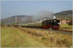 41 1144  fhrt mit DPE 204 beim Plandampf im Werratal von Eisenach nach Meiningen. 
Wasungen  28.10.2011