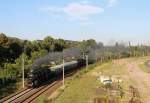 52 8154-8 und 41 1144-9 zu sehen am 30.08.15 in Chemnitz-Hilbersdorf. Sie verlassen gerade das Heizhausfest. Foto vom Stellwerk.