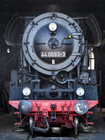 Die Dampflokomotive 44 0093-3 steht im Eisenbahnmuseum Arnstadt.