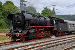 Die Dampflokomotive 44 1486-8 brachte Anfang Juli 2019 einen Sonderzug nach Altenbeken.