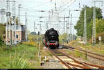 Tele-Aufnahme von 44 1486-8 der Eisenbahnfreunde Traditionsbahnbetriebswerk Staßfurt e.V. und 229 181-3 (119 181-6) der Cargo Logistik Rail Service GmbH als verspäteter Sonderzug von Magdeburg Hbf nach Freyburg(Unstrut) über Sangerhausen anlässlich des jährlichen Winzerfests, der den Bahnhof Teutschenthal auf der Bahnstrecke Halle–Hann. Münden (KBS 590) erreicht.
Noch im selben Monat ist die Betriebserlaubnis dieser Dampflok abgelaufen. Der Verein sammelt nun Spenden, um die rund 850.000 Euro teure Instandsetzung in Meiningen zu finanzieren.
Aufgenommen am Ende des Bahnsteigs 1.
[7.9.2019 | 11:25 Uhr]

© Theodor Wolf
Der Fotograf ist mit der Veröffentlichung auf meinem Account ausdrücklich einverstanden und behält alle Rechte am Bild.