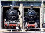 Hier stehen 44 1486-8 und 52 9900-3 vor dem Ringlokschuppen beim BW-Fest in Halle. (15.07.07)