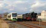 VT 129 als STB80528  (Eisenach-Neuhaus am Rennweg) und 44 1486-8 mit DPE 308 (Eisenach-Meiningen in Wernshausen 12.4.13