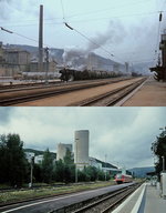 Die Donautalbahn einst & jetzt: Auch im Bahnhof Schelklingen präsentieren sich die Gleisanlagen trotz der fast 35 Jahren, die zwischen der oberen Aufnahme vom Dezember 1975 mit der rangierenden