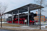 50 2146 als Lokdenkmal auf dem Parkplatz der Waggonfabrik in Weiden Oberpfalz 03.03.2018