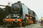 11.Mai 1985: Loktreffen in Nossen, Güterzuglokomotive 50 849, Krauss-Maffei AG München, Baujahr: 1940. Die Lok war als Museumslokomotive bis 1994 betriebsfähig. Das DB-Museum Nürnberg hat sie als Leihgabe mit Pflegevertrag an die Glauchauer Eisenbahnfreunde (IG58 3047) übergeben.