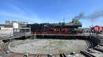 Die 1942 gebaute Dampflokomotive 50 2688 wurde auf der Drehscheibe präsentiert. (Eisenbahnmuseum Heilbronn, September 2019)