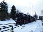 50 3648 des SEM fhrt am 22.03.08 mit ihren Sonderzug in den Bahnhof Schlettau ein.