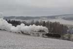 Am 12.12.09 wurde 50 3616 vom VSE Schwarzenberg das erste mal nach ihren Triebwerksachaden vor einem Sonderzug eingesetzt.