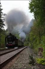 50 3501 und 58 311 stampfen bei Km 79,3 die  Schiefe Ebene  hinauf nach Marktschorgast. (23.05.2010)