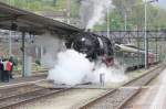 Anfahrt des Dampfzuges,bei trben Wetter,mit Lok 50 3673(Borsig 1941)nach Erstfeld.Hinten schiebt die Ae 6/6 11421 und Be 4/4 14(SLM/SAAS 1931)Bellinzona 07.03.12

